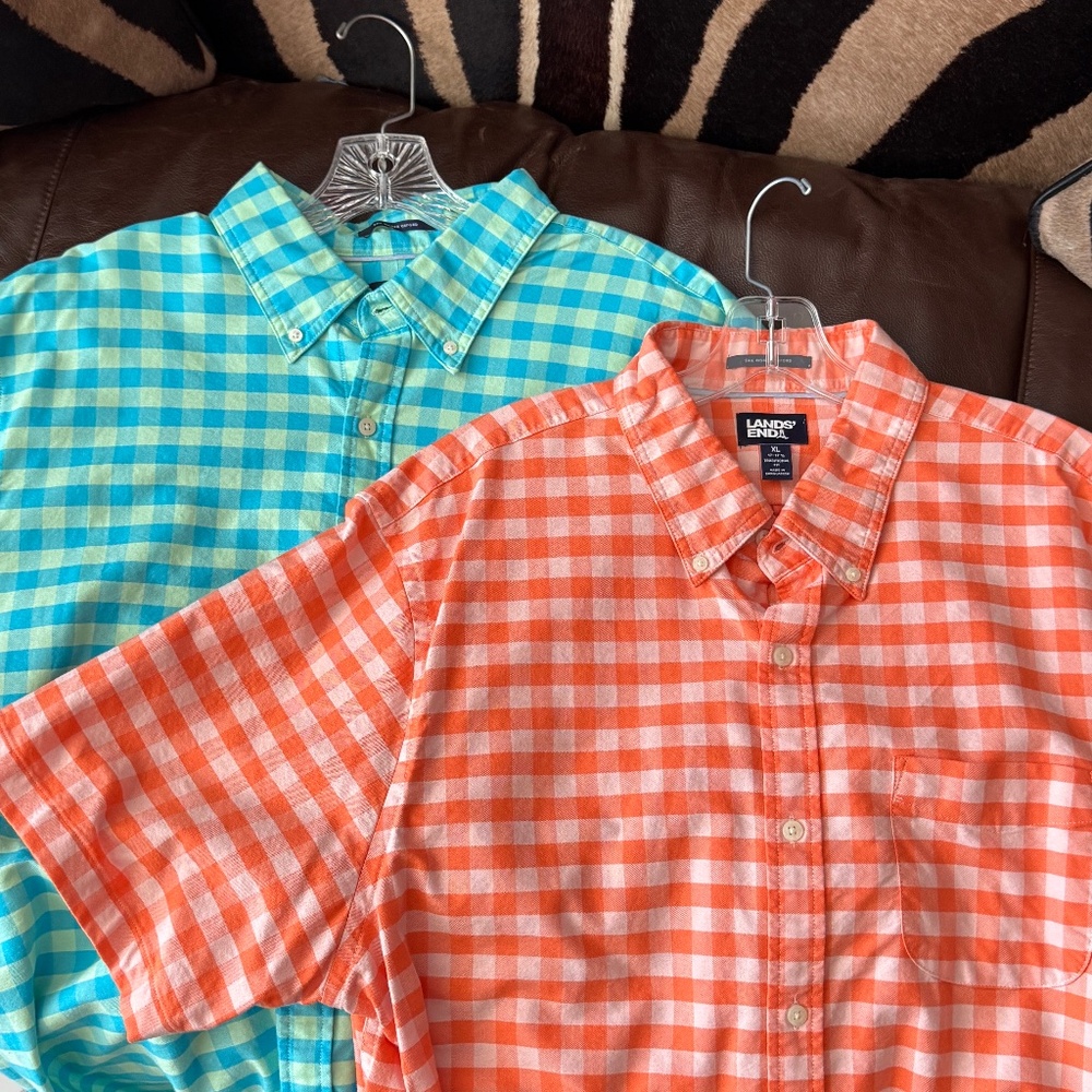 NEW 2 Lands' End Short Sleeve Button Down Shirts NWOT Traditional Fit - Picture 2 of 16